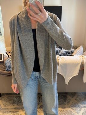 Quince 100% Mongolian Cashmere Gray Open Front Cardigan – Size Small